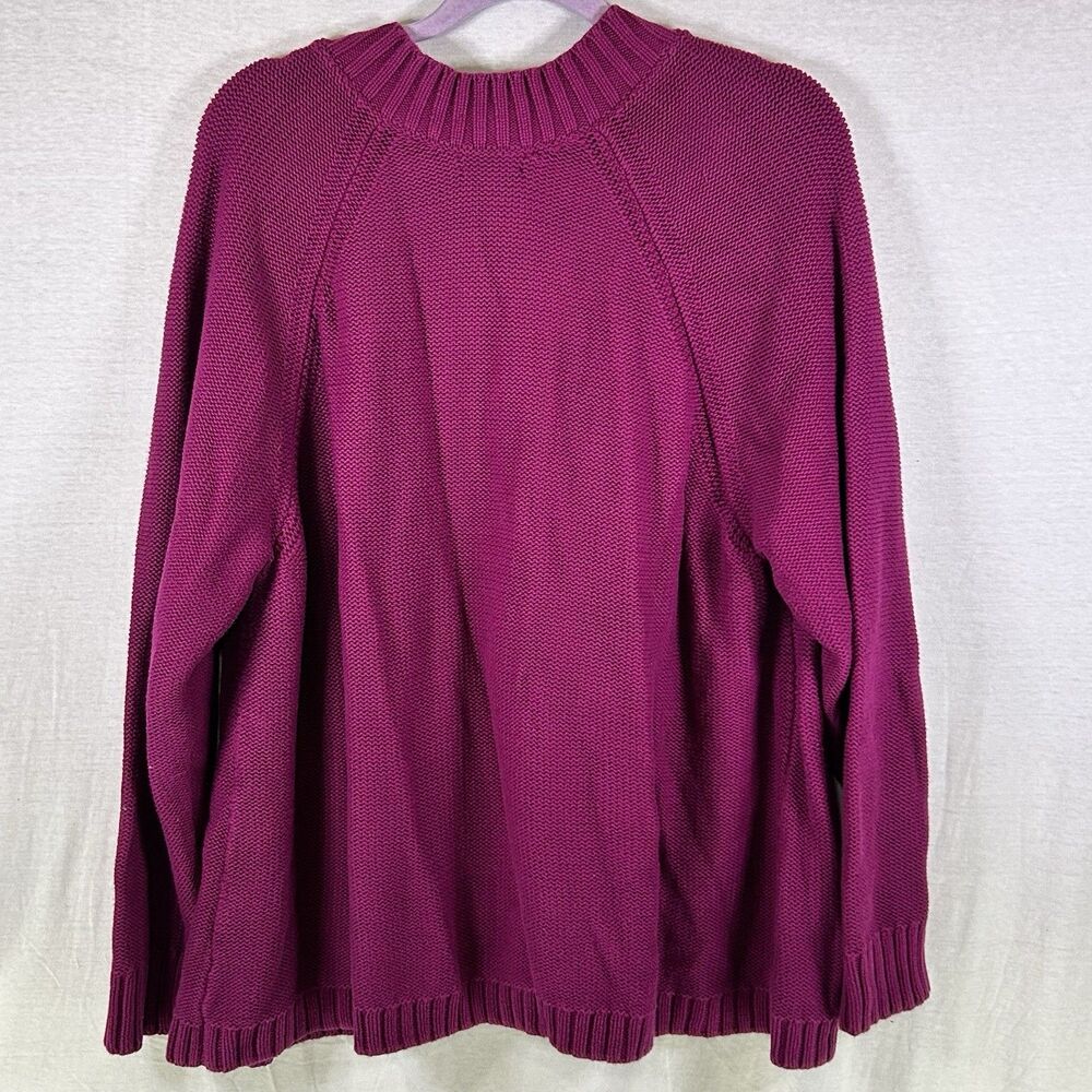Lands' End Cardigan Womens 3X Chunky Cable Knit Pink 100% Cotton 3 Button - Picture 3 of 8